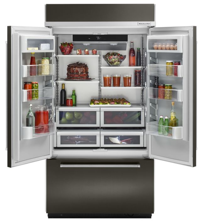 KitchenAid® 42 in. 24.2 Cu. Ft. PrintShield™ Black Stainless Steel Built In Counter Depth French Door Refrigerator-2