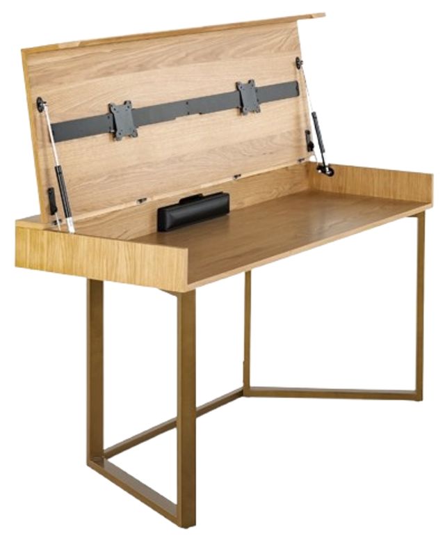 Transformer Table Transformer Scandinavian Oak Table to Desk with Gold Base-1