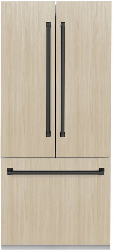 ZLINE Autograph Edition 36" 19.6 Cu. Ft. Panel Ready Built-In French Door Refrigerator with Matte Black Accents-0