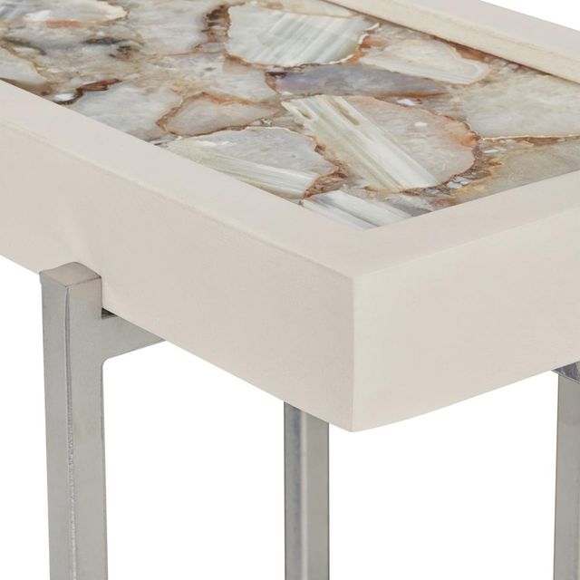 Martin Svensson Viewpoint White Agate Accent Table with Wood Trim-3