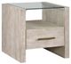 Steve Silver Co. Garland Glass Top End Table with Washed Parchment Base-0