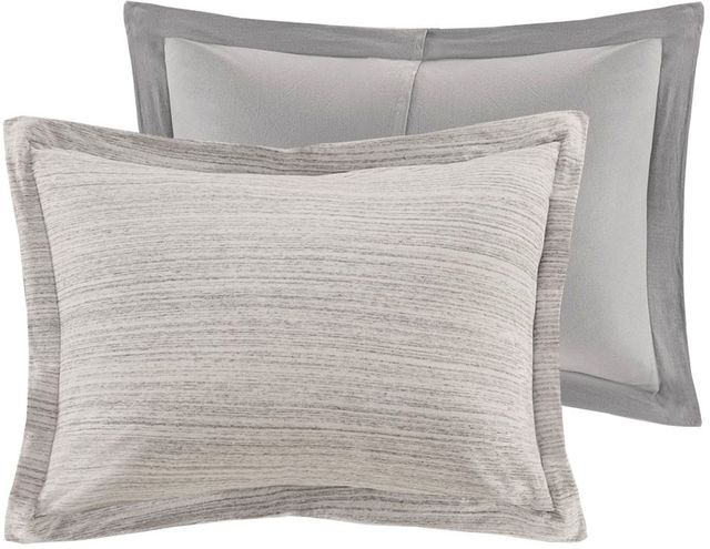 Olliix by Urban Habitat Grey Twin/Twin XL Space Dyed Melange Cotton Jersey Knit Duvet Cover Set-1