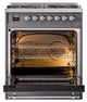 Ilve® Nostalgie II Noblesse 30'' Graphite Matte Pro Style Dual Fuel Range with Chrome Trim-1
