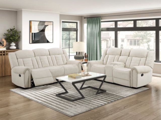 Homelegance® Nutmeg Beige Double Manual Reclining Sofa-1