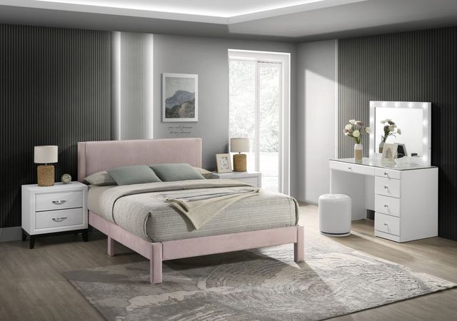 Crown Mark Lucia Pink Queen Platform Bed-1