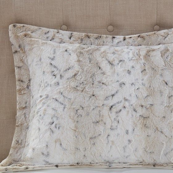 Olliix by Madison Park Zuri Snow Leopard King Faux Fur Comforter Set-3