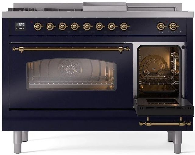 Ilve® Nostalgie II Series 48" Midnight Blue Pro Style Dual Fuel Range-3