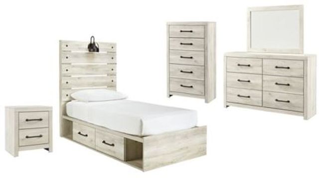 Signature Design by Ashley® Cambeck 5-Piece Whitewash Twin Panel Bed Set-0