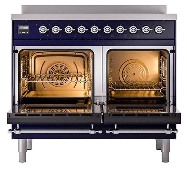 Ilve® Nostalgie II Noblesse 40'' Midnight Blue Pro Style Induction Range with Chrome Trim-2