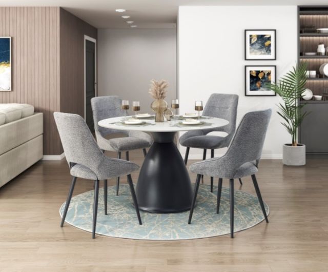 Homelegance® Thea White Stone Top Dining Table with Black Base-3