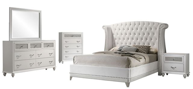Coaster® Barzini 5-Piece White King Panel Bedroom Set-0