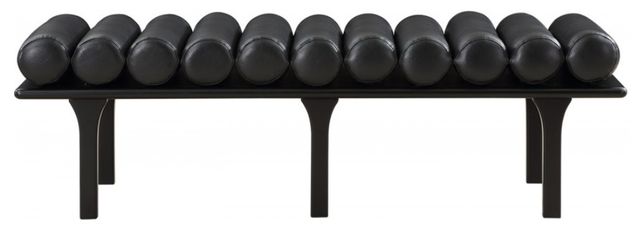 Meridian Furniture Landon Black Vegan Leather Bench-1