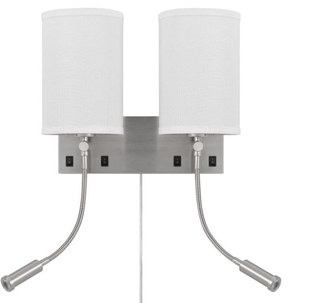 Cal® Lighting & Accessories Lakewood Brushed Steel/White Wall Lamp-2