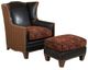 King Hickory Customizable Athens Leather and Fabric Ottoman-1