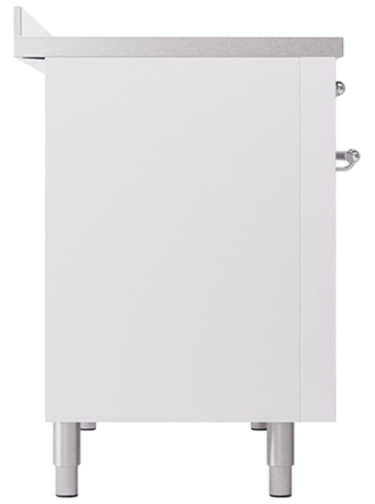 Ilve® Nostalgie II Noblesse 48'' White Pro Style Induction Range with Chrome Trim-2