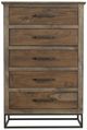 International Furniture Direct Natural Teca Brown 5-Drawer Chest-1