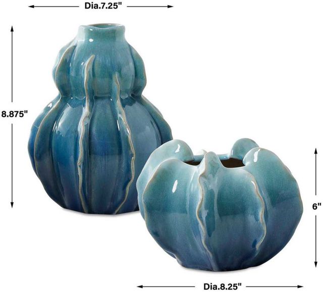 Uttermost® Stratum 2-Piece Ocean Wave Blue/Green Indoor-Outdoor Vase Set-2