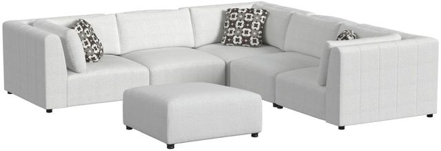Elements International Zandara 5-Piece Beige Fabric Outdoor Sectional with Ottoman-0