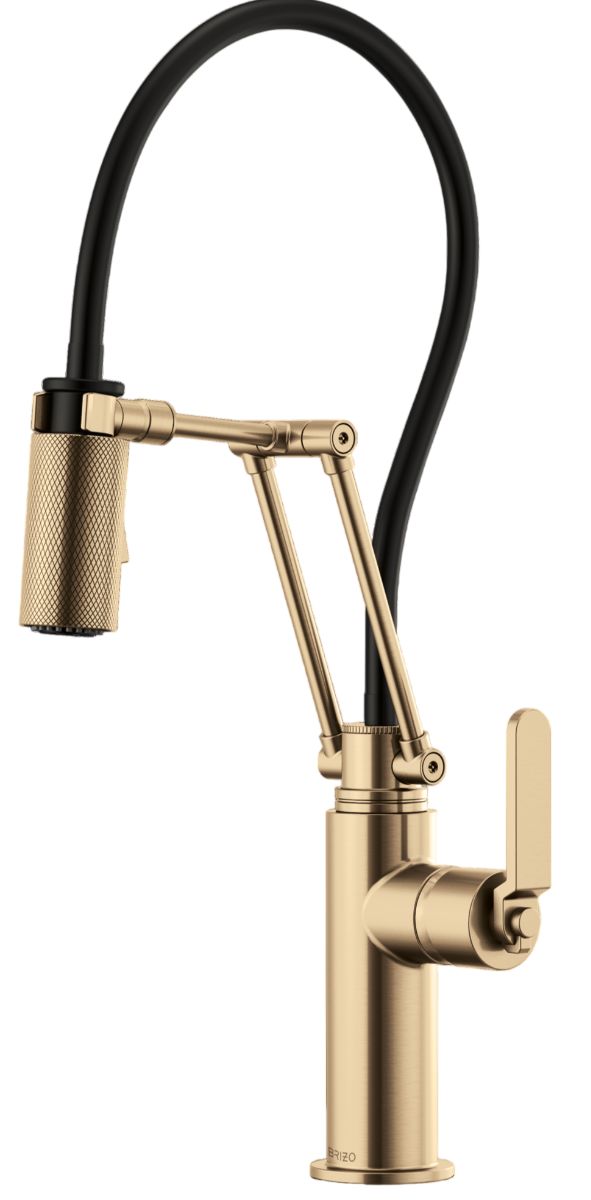 Brizo Litze® Brilliance® Luxe Gold® Articulating Faucet with Industrial Handle-0