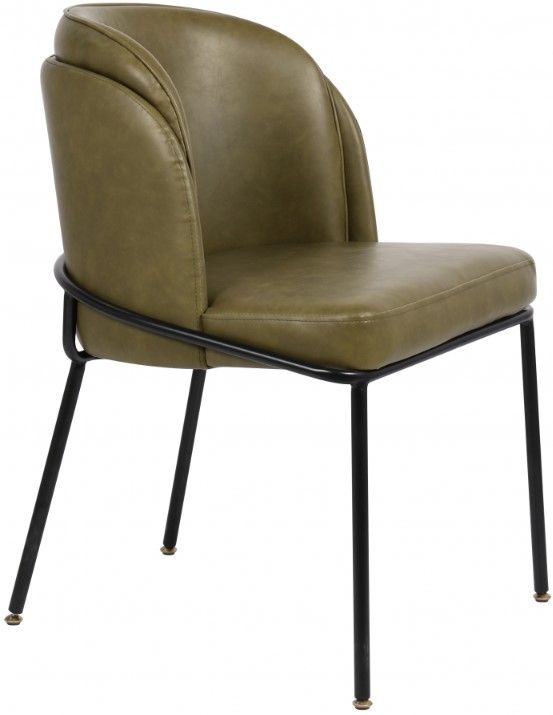 Meridian Furniture Jagger Olive/Matte Black Vegan Leather Dining Side Chair-3