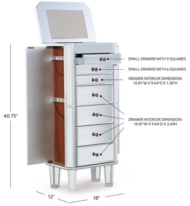Powell® Milan Silver Mirrored Jewelry Armoire-2