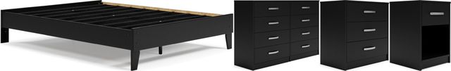 Signature Design by Ashley® Finch 4-Piece Black Queen Platform Bed Set-0