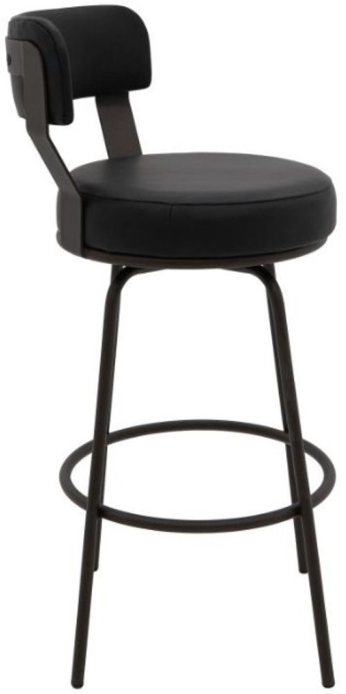 International Furniture Direct Maison Black/Blacksmithing Matte Black 30'' Barstool-2