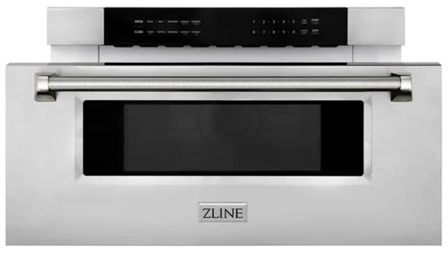 ZLINE Autograph Edition 30" 1.2 Cu. Ft. Stainless Steel Built-in Microwave Drawer with Polished Nickel Helix Handle-3