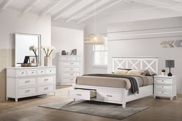Bernards Nova II White King Panel Storage Bed-1