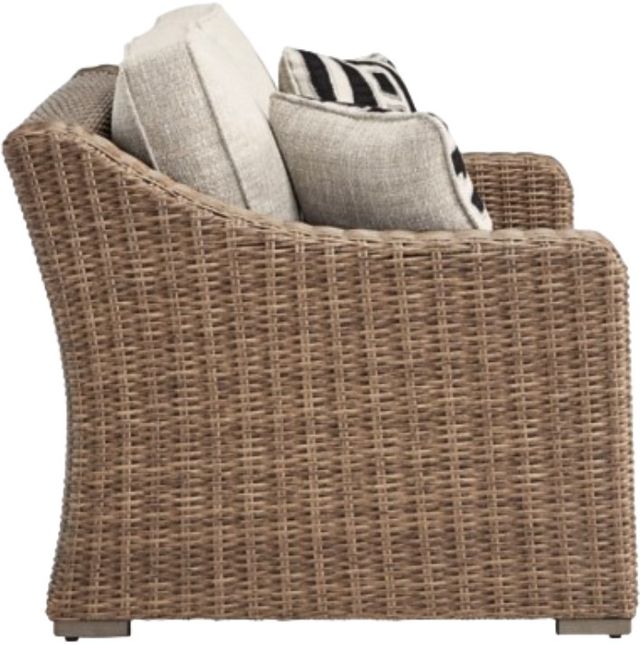 Signature Design by Ashley® Beachcroft Beige/Brown Aluminum/Resin Outdoor Loveseat with Cushion-2