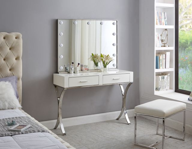 Meridian Furniture Monroe White Lacquer Vanity-2