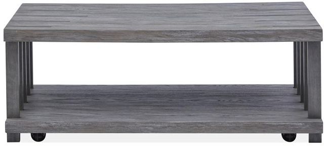 Magnussen Home® Eldridge Weathered Gravel Cocktail Table with Casters-1