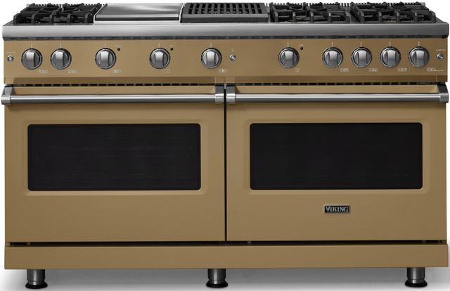 Viking® 5 Series 60" Golden Hour Pro Style Gas (LP) Range with Polished Chrome Trim-0