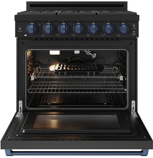 Thor Kitchen® Gordon Ramsay 36" Black/Blue Freestanding Pro Style Gas Range with Precision Knob-1