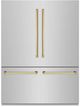 ZLINE Autograph Edition 60"  32.2 Cu. Ft. Stainless Steel Built In French Door Refrigerator with Graphite Gray Interior and Polished Gold Accents-0