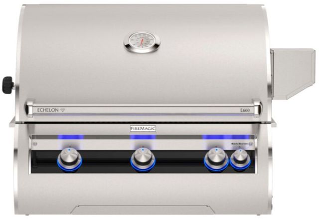 Fire Magic® Echelon 4-Burner Stainless Steel Built-In Natural Gas Grill with Left Infrared Sear Burner and Analog Thermometer-0