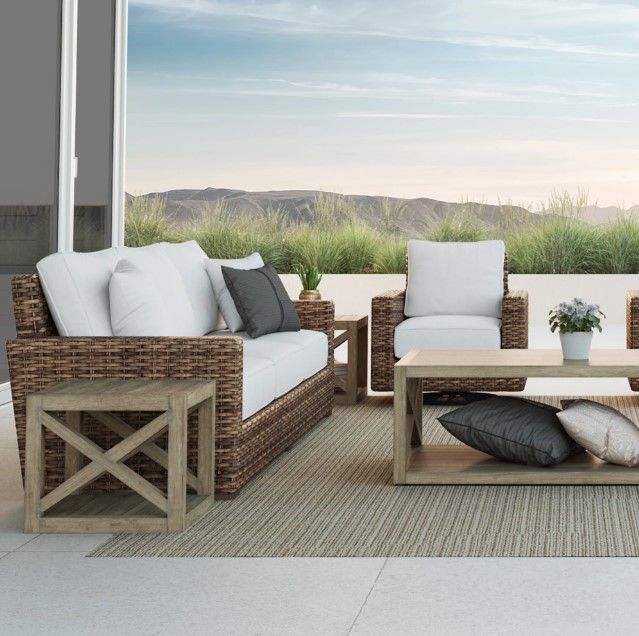 Sunset West Coastal Warm Gray Wooden Outdoor Coffee Table-3
