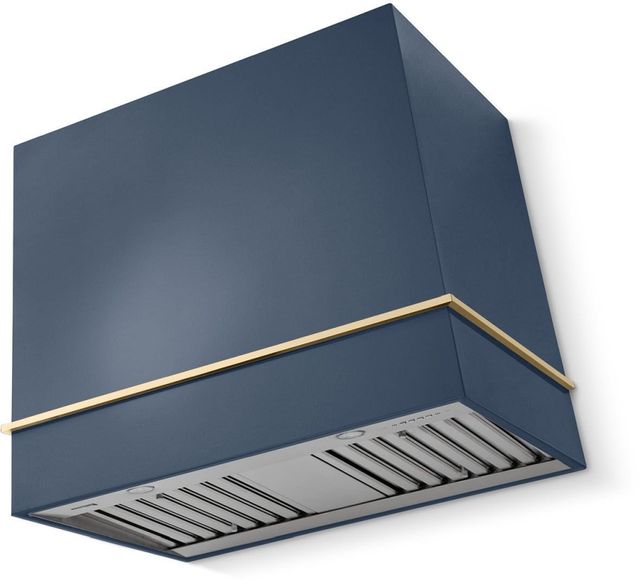 La Cornue Cornufé Loge 36" Winter Sky Wall Mounted Range Hood with Polished Brass Trim-0