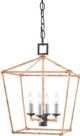 Currey & Company Denison Mole Black/Natural Rattan Small Lantern Chandelier-1