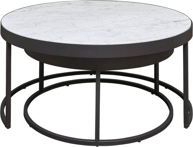 Signature Design by Ashley® Windron 2-Piece White Nesting Coffee Table Set with Black Metal Base-1
