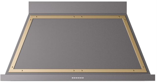 Ilve® Nostalgie II Noblesse 48" Graphite Matte Wall Mounted Range Hood with Brass Trim-0