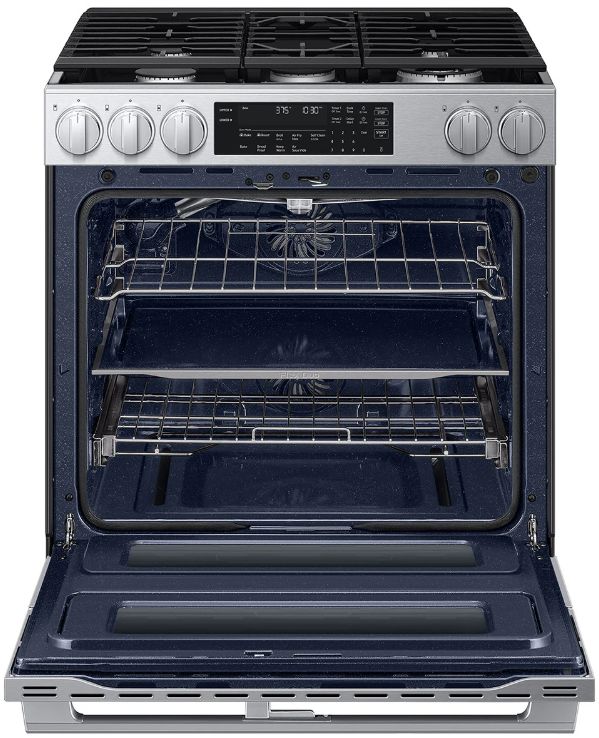 Samsung Bespoke 30" Fingerprint Resistant Stainless Steel Smart Slide-in Gas Range with Flex Duo™ Oven-1