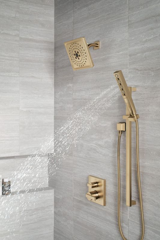 Delta Ara® Angular Modern Monitor® 14 Series Champagne Bronze Valve Trim with 3-Setting Integrated Diverter-2