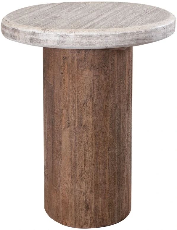 International Furniture Direct Sahara Cream Top End Table with Caramel Brown Base-0