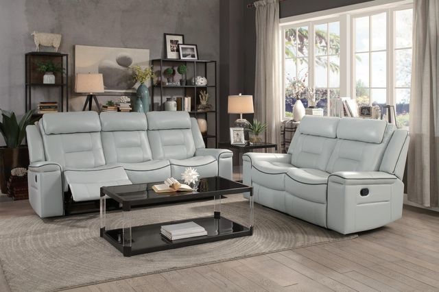 Homelegance® Darwan Light Gray Double Layflat Reclining Loveseat-3