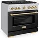 ZLINE Autograph Edition Paramount 36" Stainless Steel Pro Style Dual Fuel Range with Black Matte Door and Polished Gold Accents-2