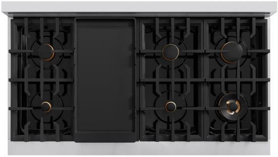 ZLINE Classic Series Autograph Edition 48" Stainless Steel Pro Style Dual Fuel Range with White Matte Door and Champagne Bronze Accents-1