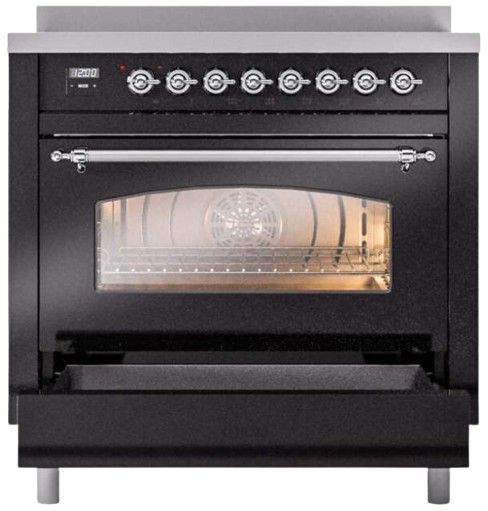 Ilve® Nostalgie II Series 36" Glossy Black Pro Style Induction Range-2