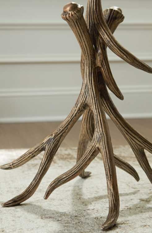 Signature Design by Ashley® Lemkins Black Accent Table with Antique Gold Base-4