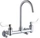 Elkay Chrome 8" Centerset Deck Mount Laminar Flow Faucet with 5" Gooseneck Spout and 4" Wristblade Handle-0